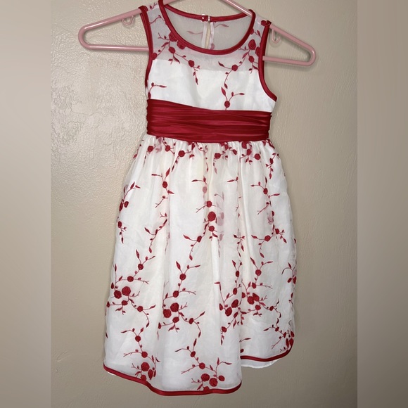 $25-Bonnie Jean - Formal Pageant Dress Size 4T White with Red Accents - Picture 1 of 7